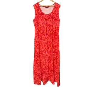JESSICA LONDON Stretch Cotton Tank Maxi Dress Red Pink Orange Size 18